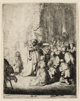 KG 03593
<br/>
Loflied Simeon (Opdracht in de tempel met de engel) (B 51)
<br/>
<em>Rembrandt (1606-1669)</em>